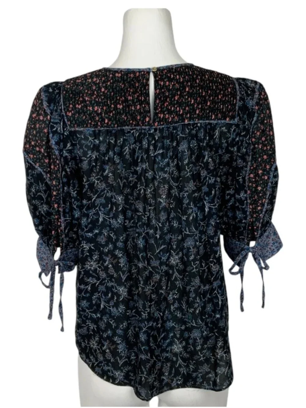Ulla Johnson Stella Pintucked Top Blouse 6 Floral Puff Short Sleeve